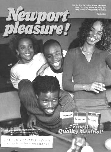Newport pleasure cigarette magazine ad showing friends playing pool