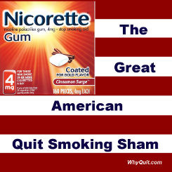 Nicorette nicotine gum declared a great American sham on this flag during the Great American Smokeout.