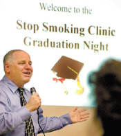Joel at clinic graduation night following a 6 session, two weeks stop smoking clinic. Each session was two hours.
