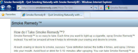 How to use instructions from the Smoke Remedy website for those who purchase and buy Smoke Remedy on January 9, 2011