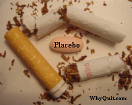 placebo pill surrounded by broken cigarette