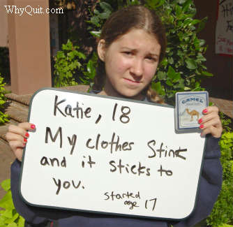 Katie an 18-year-old College of Charleston student assumes the role of peer health educator in sharing her smoking message that her clothes stink and the smell sticks to you