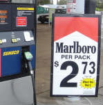 Marlboro being sold at a Sunoco gas pump