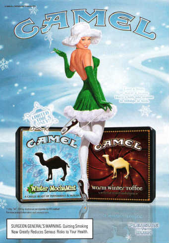 TIME magazine, November 29, 2004, page 49 R.J. Reynolds Camel Winter Mocha Mint and Camel Warm Winter Toffee