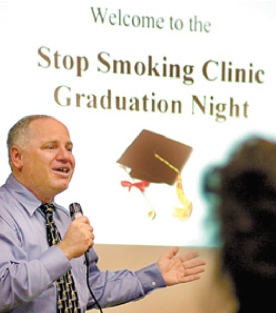 13 days nicotine-free, it's graduation night at Joel Spitzer's stop smoking clinic.
