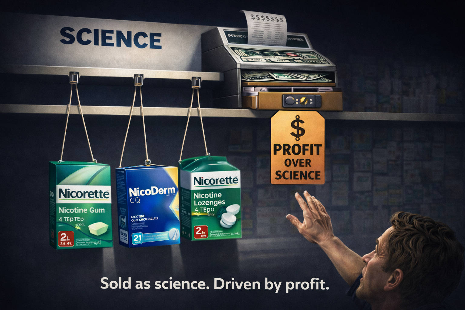 Nicotine gum, patch & lozenge a fraud, sham and hoax