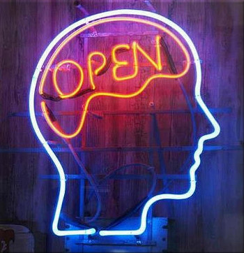 Neon outline of an open mind
