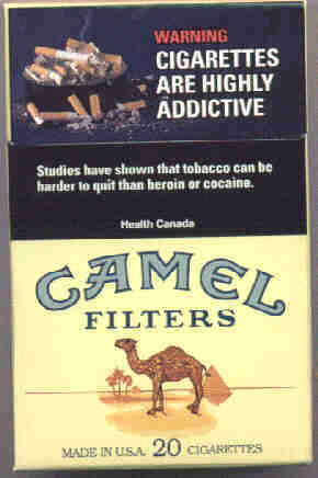 Addiction warning on 2000 Canadian cigarette pack