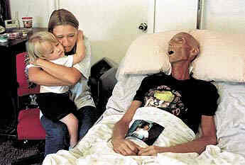 Bryan Lee Curtis, a marlboro smoker on his death bed after having failed to stop smoking soon enough.