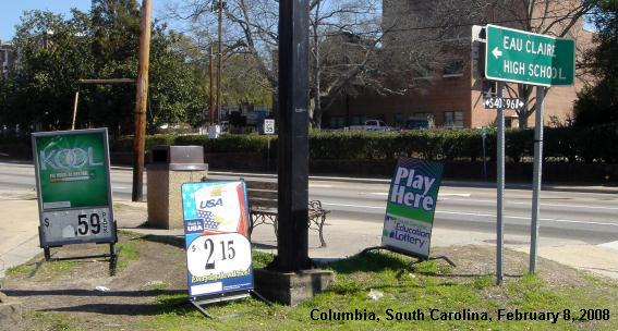 picture showing cigarette marketing near a school