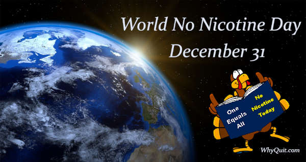 Photo of earth in space captioned World No Nicotine Day - December 31 