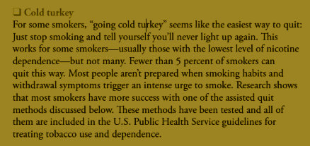 Cold turkey portion of Clearing the Air smoking cessation booklet