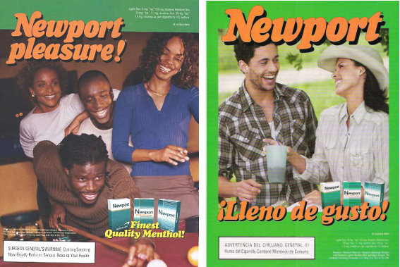 As shown in this Newport ad, the cigarette industry has a long history of marketing menthol cigarettes to minorities.