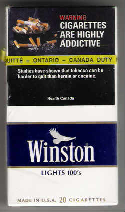 Addiction warning label on Canadian cigarettes