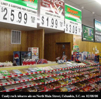 Columbia SC candy rack being used to market nicotine to children