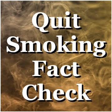 Las palabras Quit Smoking Fact Check sobre un fondo ahumado