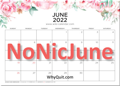 A June 2022 calendar with NoNicJune in bold letters across the middle.