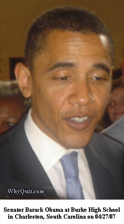 Presidental Candidate Barack Obama following a speech in the Burke High School gym on April 24, 2007.