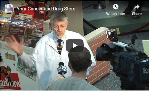 2009 picture of Dr. Alan Blum playing a tobacco pushing pharmacist.