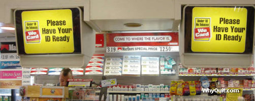 Philip Morris We Card signs in a Mount Pleasant SC convenience store