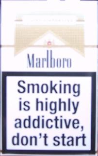 Canadian Marlboro Light cigarette pack addiction warning:  Cigarettes are highly addictve.