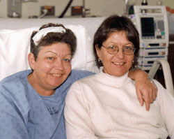 Picture of Kelly and Kim following brain surgery for removal of tumor caused by smoking cigarettes