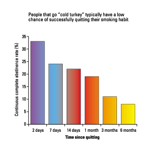 GlaxoSmithKline graph indicating that roughly 10% of cold turkye quitters succeed in quitting smoking for 6 months.