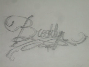 Photo of Quention's artistic script of his daughter Brooklyn's name